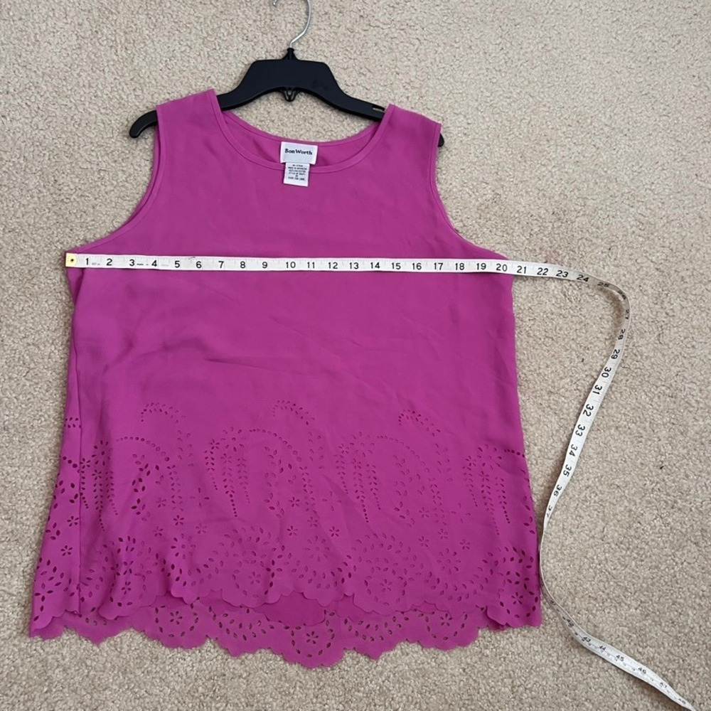 Bon Worth Tank‎ Top Sleeveless Laser Cutout Casual Top Pink Blouse Small Petite - Picture 6 of 7